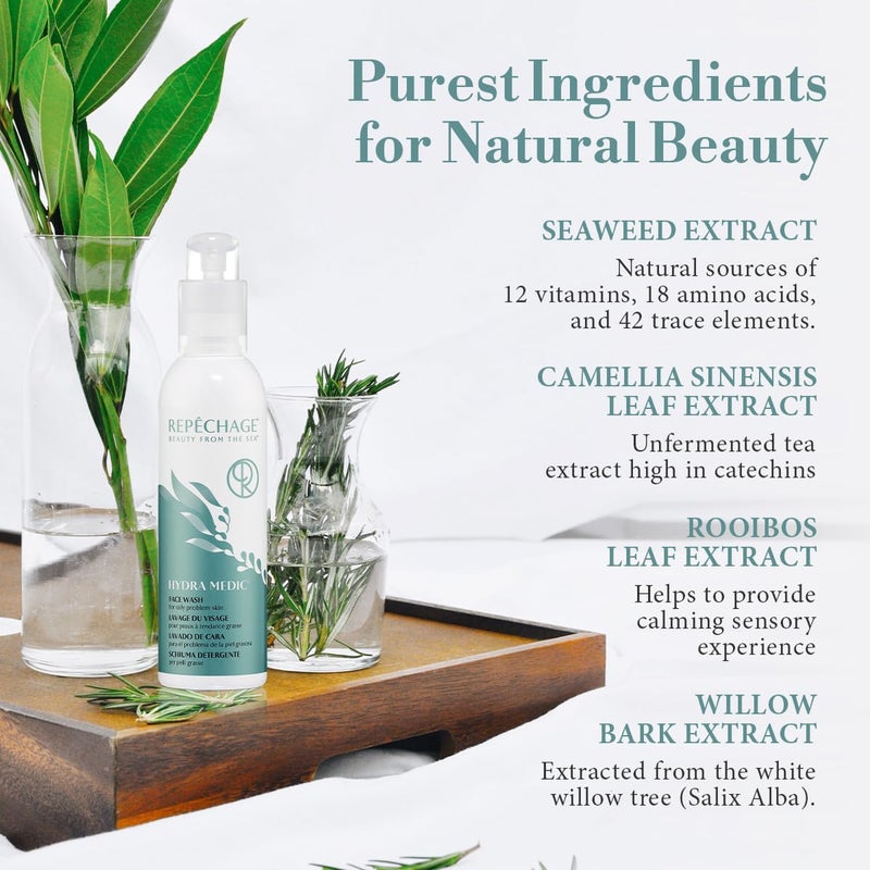 Repechage Hydra Medic Gentle Exfoliating Face Wash for Oily & Problem Skin â€“ Daily Foaming Gel Cleanser with Salicylic Acid, Laminaria Digitata Seaweed, Aloe Vera, Tea Tree Oil & Green Tea â€“ 6 fl oz - Image 3